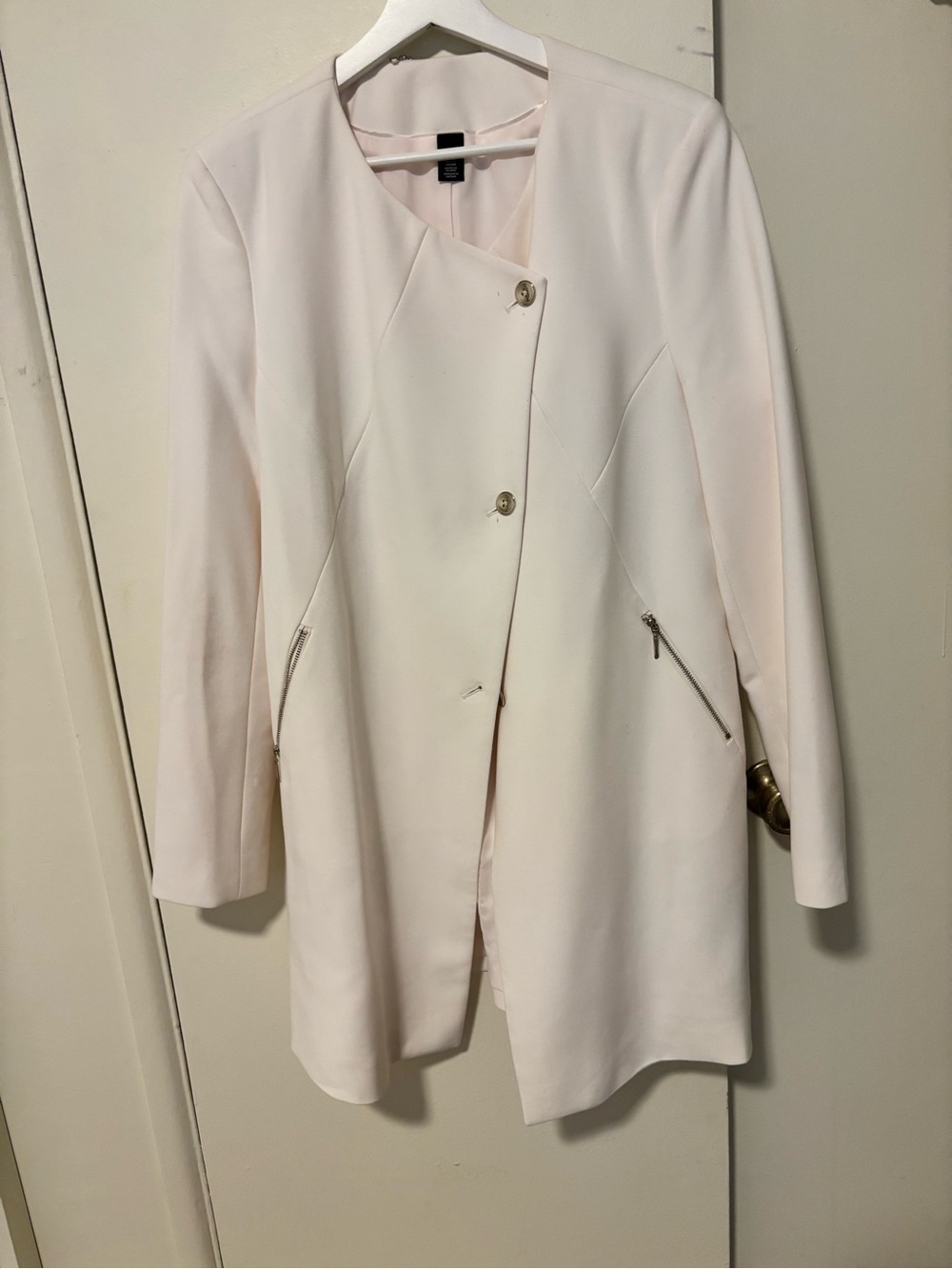White House Black Market Ivory Asymmetrical Wrap Car Coat